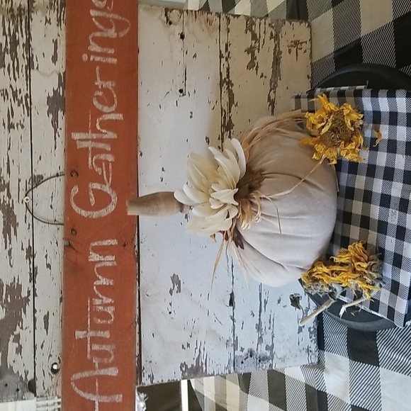 Tan Cotton fabric stuffed pumpkin decor/fall decoration - Picture 1 of 4